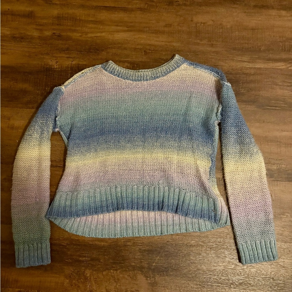 OshKosh Girls Size 12 Pastel Multicolor Ombré Sweater with Exposed Seams
